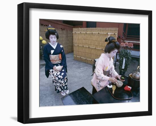 Apprentice Geisha (Maiko) Performing Tea Ceremony, Tokyo, Honshu, Japan-null-Framed Photographic Print