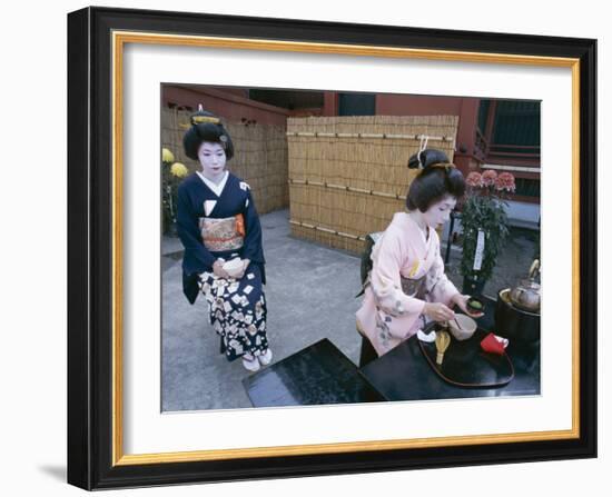 Apprentice Geisha (Maiko) Performing Tea Ceremony, Tokyo, Honshu, Japan-null-Framed Photographic Print