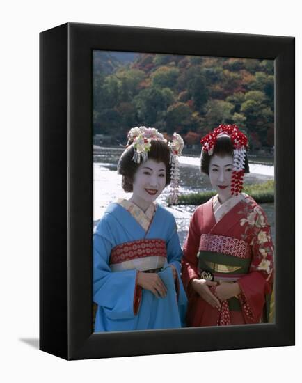 Apprentice Geisha (Maiko), Women Dressed in Traditional Costume, Kimono, Kyoto, Honshu, Japan-null-Framed Premier Image Canvas