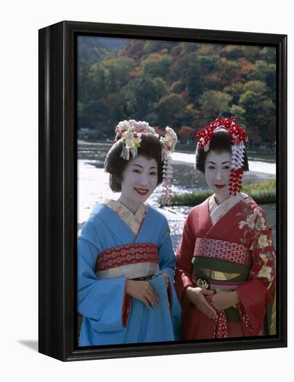Apprentice Geisha (Maiko), Women Dressed in Traditional Costume, Kimono, Kyoto, Honshu, Japan-null-Framed Premier Image Canvas