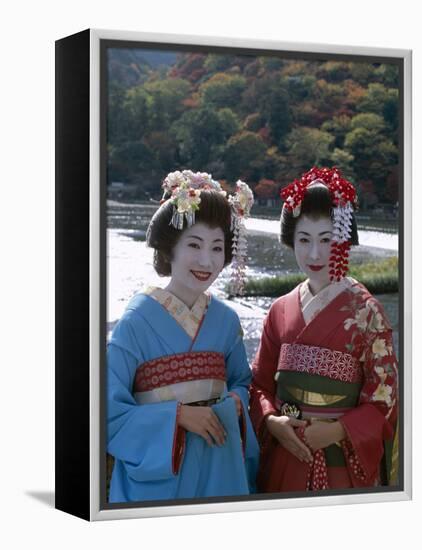 Apprentice Geisha (Maiko), Women Dressed in Traditional Costume, Kimono, Kyoto, Honshu, Japan-null-Framed Premier Image Canvas