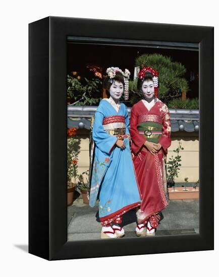 Apprentice Geisha (Maiko), Women Dressed in Traditional Costume, Kimono, Kyoto, Honshu, Japan-null-Framed Premier Image Canvas