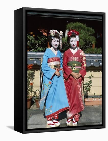 Apprentice Geisha (Maiko), Women Dressed in Traditional Costume, Kimono, Kyoto, Honshu, Japan-null-Framed Premier Image Canvas