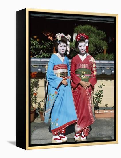 Apprentice Geisha (Maiko), Women Dressed in Traditional Costume, Kimono, Kyoto, Honshu, Japan-null-Framed Premier Image Canvas