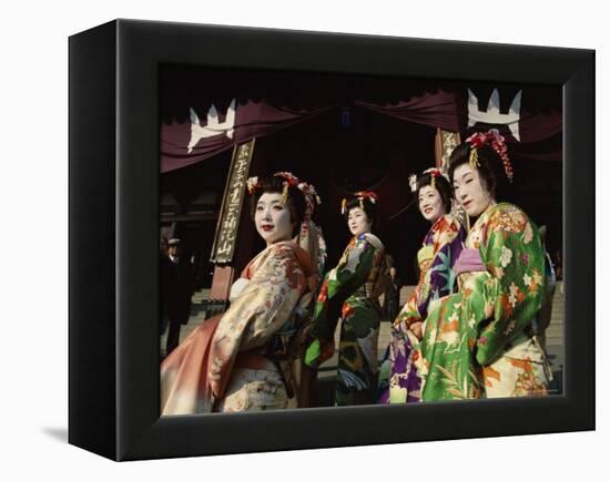 Apprentice Geisha (Maiko), Women Dressed in Traditional Costume, Kimono, Kyoto, Honshu, Japan-null-Framed Premier Image Canvas