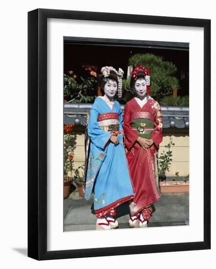 Apprentice Geisha (Maiko), Women Dressed in Traditional Costume, Kimono, Kyoto, Honshu, Japan-null-Framed Photographic Print