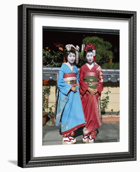 Apprentice Geisha (Maiko), Women Dressed in Traditional Costume, Kimono, Kyoto, Honshu, Japan-null-Framed Photographic Print