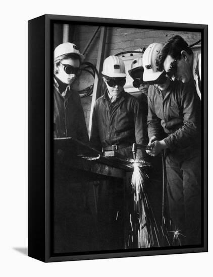 Apprentice Miners Being Trained in Derbyshire-Henry Grant-Framed Premier Image Canvas