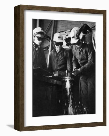 Apprentice Miners Being Trained in Derbyshire-Henry Grant-Framed Photographic Print