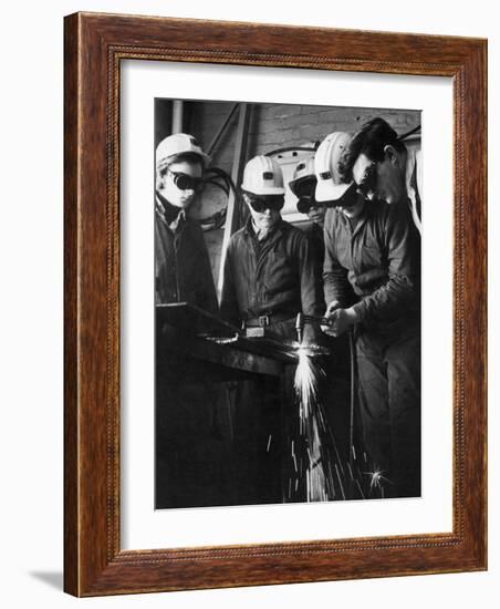 Apprentice Miners Being Trained in Derbyshire-Henry Grant-Framed Photographic Print