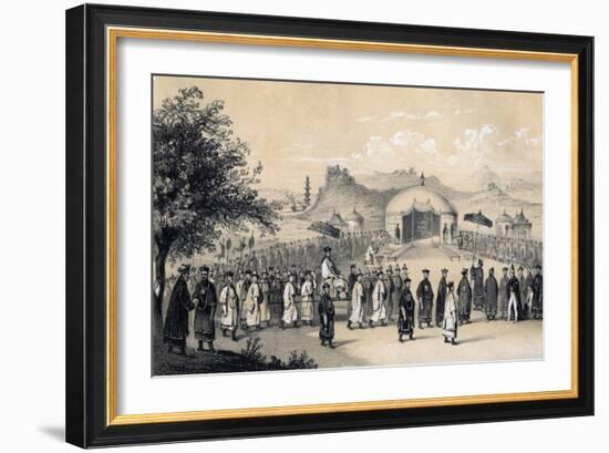 Approach of the Emperor of China, to Receive the British Ambassador, 1847-JW Giles-Framed Giclee Print