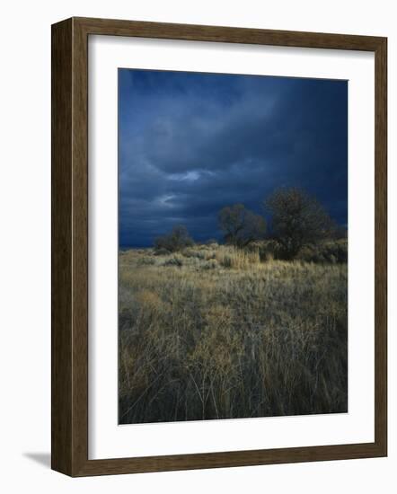 Approaching Storm in Desert, Lava Beds National Monument, California, USA-Paul Souders-Framed Photographic Print