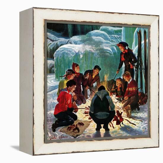 "Apres Ski Bonfire", February 23, 1952-John Clymer-Framed Premier Image Canvas