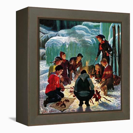 "Apres Ski Bonfire", February 23, 1952-John Clymer-Framed Premier Image Canvas