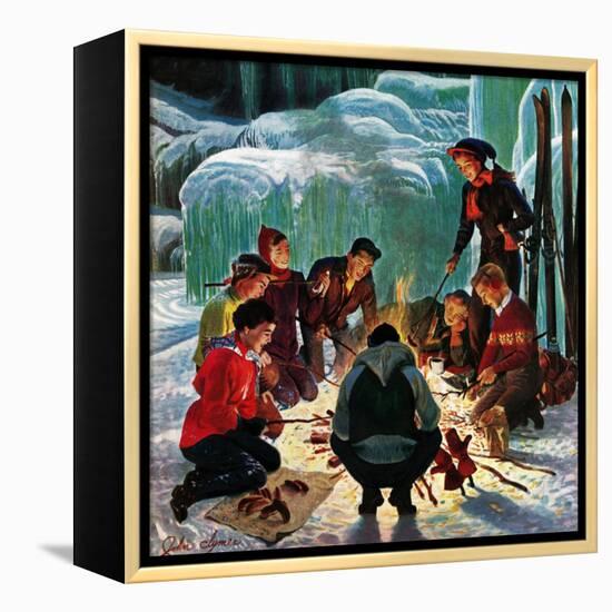 "Apres Ski Bonfire", February 23, 1952-John Clymer-Framed Premier Image Canvas