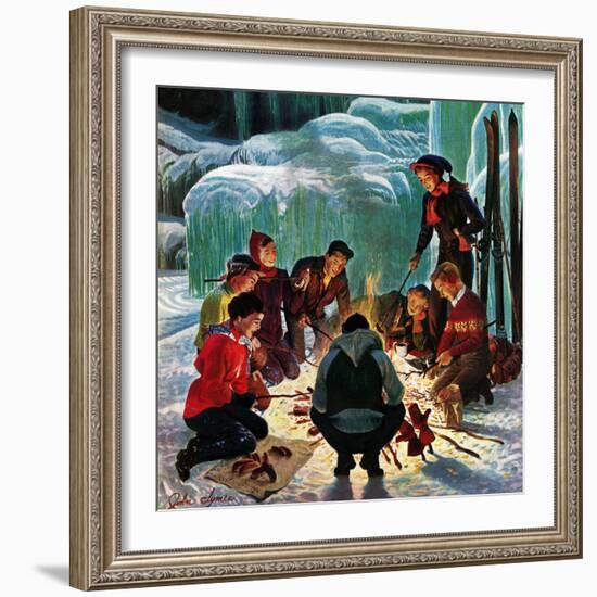 "Apres Ski Bonfire", February 23, 1952-John Clymer-Framed Giclee Print