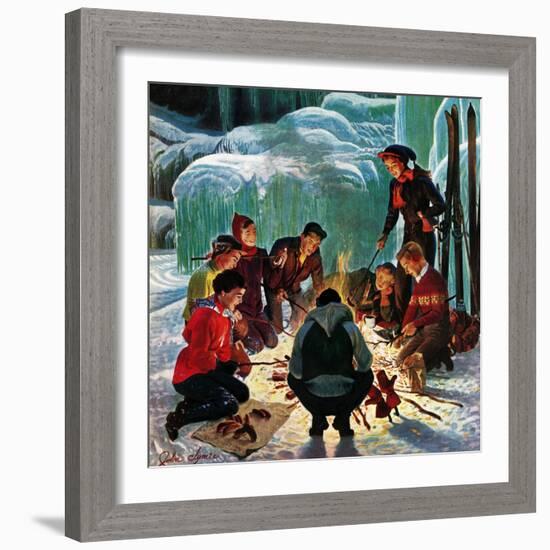 "Apres Ski Bonfire", February 23, 1952-John Clymer-Framed Giclee Print