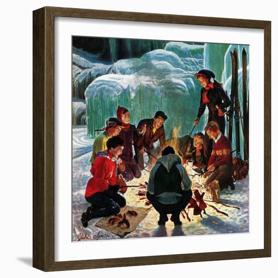 "Apres Ski Bonfire", February 23, 1952-John Clymer-Framed Giclee Print