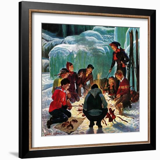 "Apres Ski Bonfire", February 23, 1952-John Clymer-Framed Giclee Print