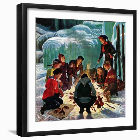 "Apres Ski Bonfire", February 23, 1952-John Clymer-Framed Giclee Print