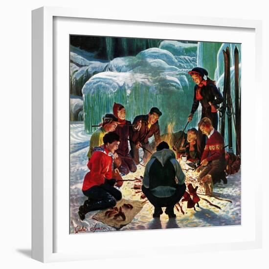 "Apres Ski Bonfire", February 23, 1952-John Clymer-Framed Giclee Print