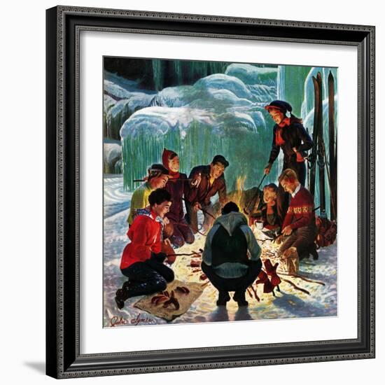 "Apres Ski Bonfire", February 23, 1952-John Clymer-Framed Giclee Print