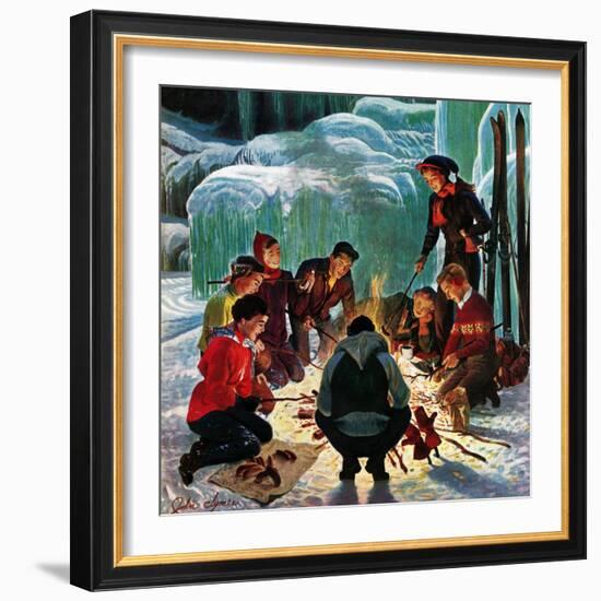 "Apres Ski Bonfire", February 23, 1952-John Clymer-Framed Giclee Print