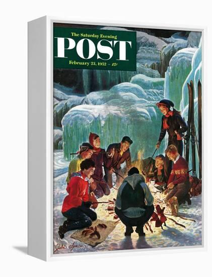 "Apres Ski Bonfire" Saturday Evening Post Cover, February 23, 1952-John Clymer-Framed Premier Image Canvas