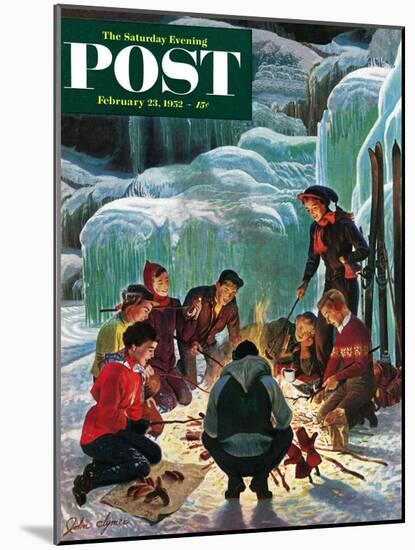 "Apres Ski Bonfire" Saturday Evening Post Cover, February 23, 1952-John Clymer-Mounted Giclee Print