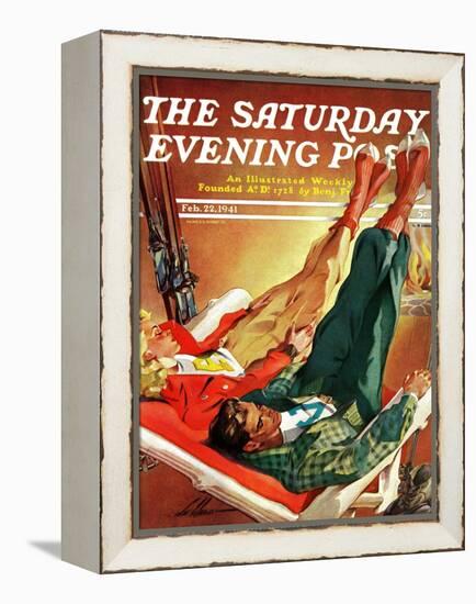 "Apres Ski," Saturday Evening Post Cover, February 22, 1941-Ski Weld-Framed Premier Image Canvas