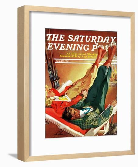 "Apres Ski," Saturday Evening Post Cover, February 22, 1941-Ski Weld-Framed Premium Giclee Print