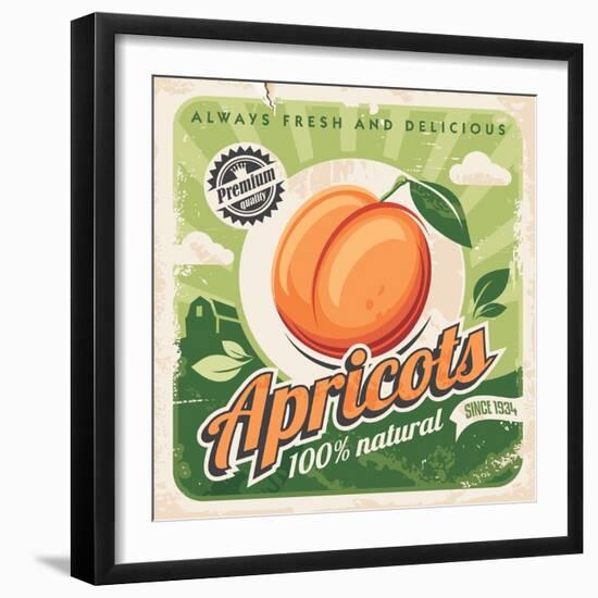 Apricots Vintage Poster Design-lukeruk-Framed Photographic Print