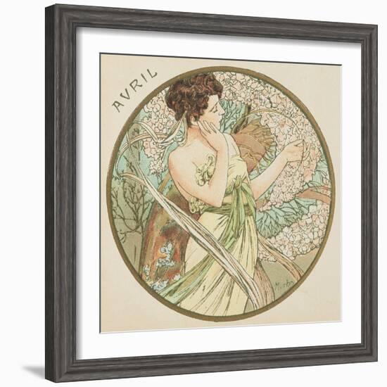 April, 1899 (Detail)-Alphonse Mucha-Framed Giclee Print