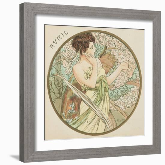 April, 1899 (Detail)-Alphonse Mucha-Framed Giclee Print