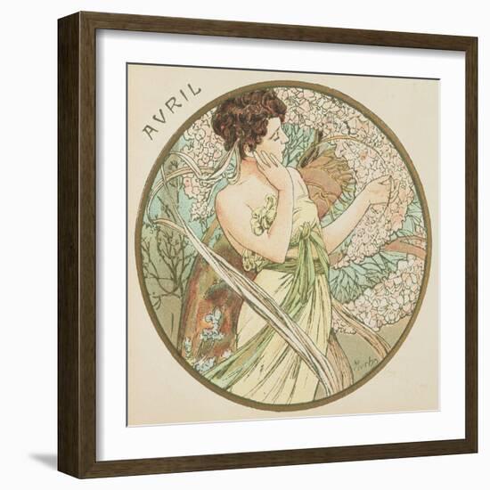 April, 1899 (Detail)-Alphonse Mucha-Framed Giclee Print