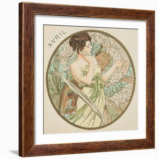 April, 1899 (Detail)-Alphonse Mucha-Framed Giclee Print