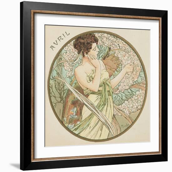 April, 1899 (Detail)-Alphonse Mucha-Framed Giclee Print