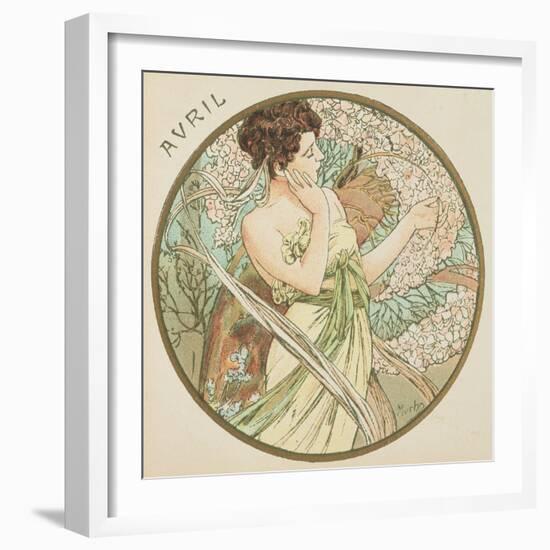 April, 1899 (Detail)-Alphonse Mucha-Framed Giclee Print