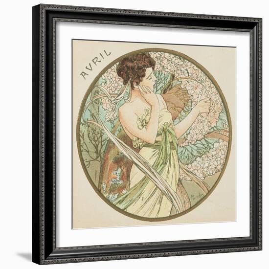 April, 1899 (Detail)-Alphonse Mucha-Framed Giclee Print