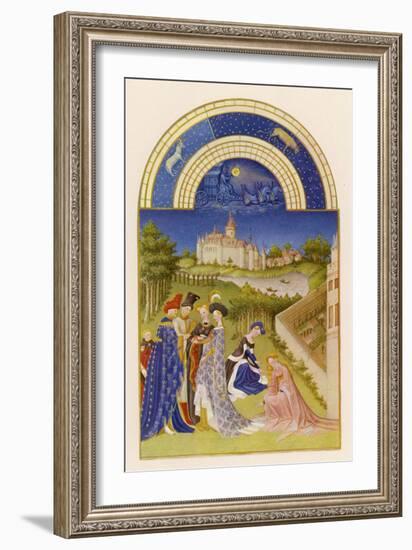 April Courtly Life in the Grounds of the Chateau De Dourdan-Pol De Limbourg-Framed Art Print