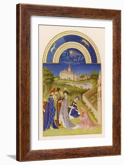 April Courtly Life in the Grounds of the Chateau De Dourdan-Pol De Limbourg-Framed Art Print