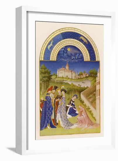 April Courtly Life in the Grounds of the Chateau De Dourdan-Pol De Limbourg-Framed Art Print