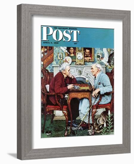 "April Fool, 1943" Saturday Evening Post Cover, April 3,1943-Norman Rockwell-Framed Giclee Print