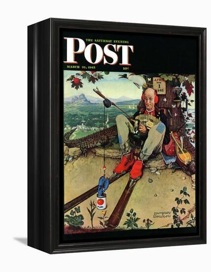 "April Fool, 1945" Saturday Evening Post Cover, March 31,1945-Norman Rockwell-Framed Premier Image Canvas