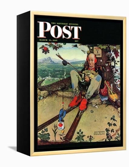 "April Fool, 1945" Saturday Evening Post Cover, March 31,1945-Norman Rockwell-Framed Premier Image Canvas