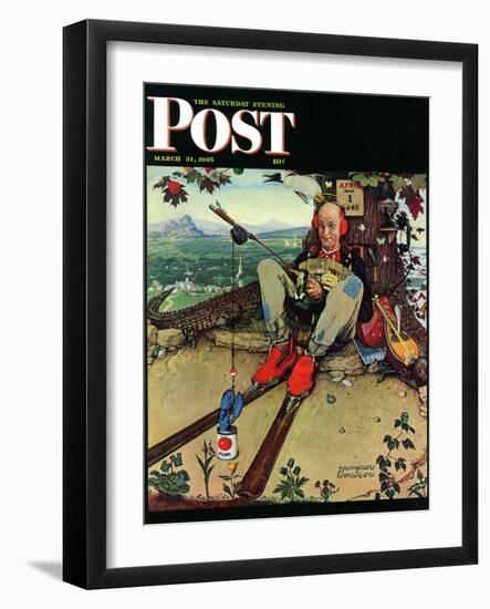 "April Fool, 1945" Saturday Evening Post Cover, March 31,1945-Norman Rockwell-Framed Giclee Print