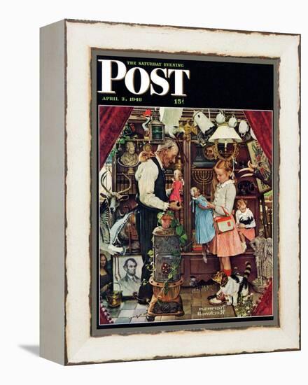 "April Fool, 1948" Saturday Evening Post Cover, April 3,1948-Norman Rockwell-Framed Premier Image Canvas