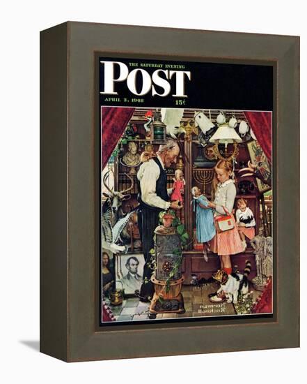 "April Fool, 1948" Saturday Evening Post Cover, April 3,1948-Norman Rockwell-Framed Premier Image Canvas