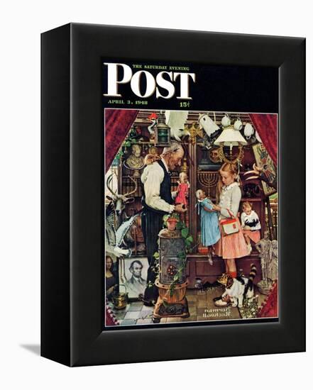 "April Fool, 1948" Saturday Evening Post Cover, April 3,1948-Norman Rockwell-Framed Premier Image Canvas