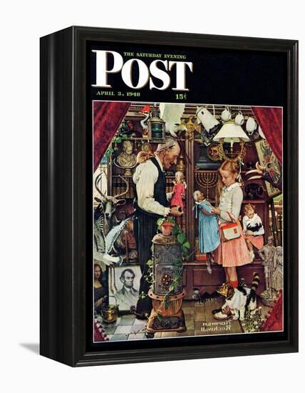 "April Fool, 1948" Saturday Evening Post Cover, April 3,1948-Norman Rockwell-Framed Premier Image Canvas